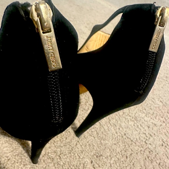 Jimmy Choo Taste Wire Suede T Strap Heels Black Cage Clear - Picture 2 of 4